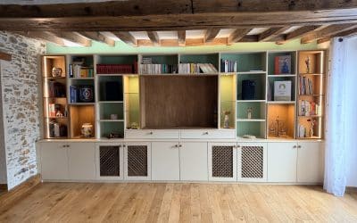 Création meuble bibliothèque tv sur mesure